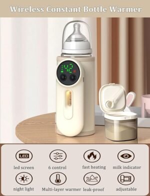Portable Bottle Warmer,Travel-Friendly,Baby Milk Bottle Heating,Cordless & Rechargable,Milk Warmer for Baby,Comfortable Feeding Bottle Warmer on The Go,Precise Temperature