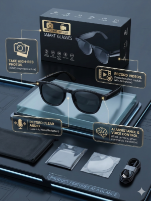 Smart Glasses – Camera, Audio & AI Powered Eyewear Touch Controls for Easy Use