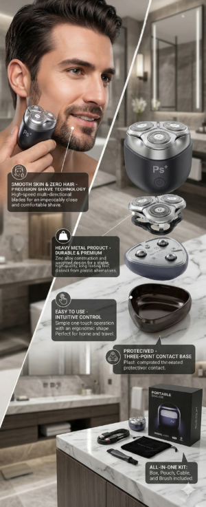Portable Shaver (Model K003) is a wireless portable, durable, and precision-engineered personal care