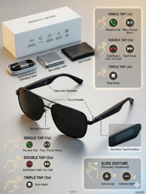 🕶️ Bluetooth Smart Glasses – Touch Control Premium Wireless Smart Glasses
