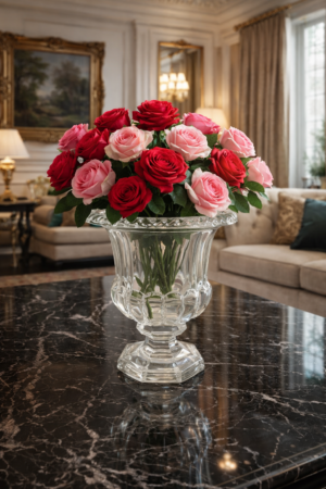 Elegant Fluted Crystal Centerpiece Vase without flowers