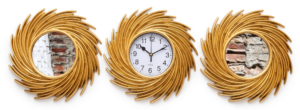 The Regal Sunburst Golden Wall Ensemble: Clock and Mirror Triptych