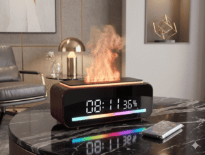 LR-K52 Fire Humidifier Audio Multi-Functional Clock, Humidity, and Speaker System