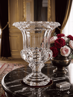 Elegant Crystal-Clear Footed Glass Urn Vase